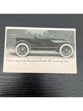 Rare Original Overland Model 83B Touring Car Early Auto Promo Postcard